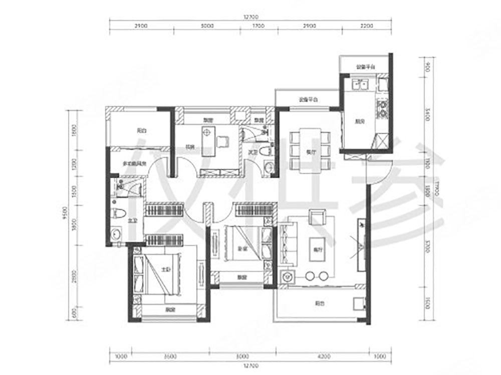 建面约126㎡户型