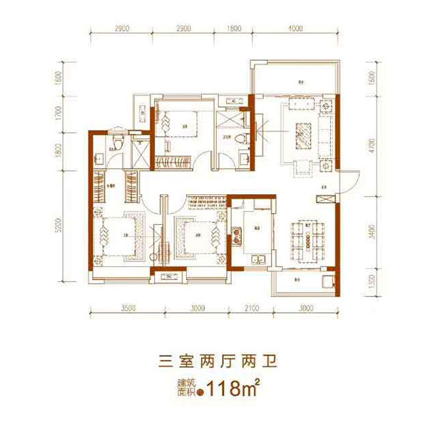 建面约118㎡户型