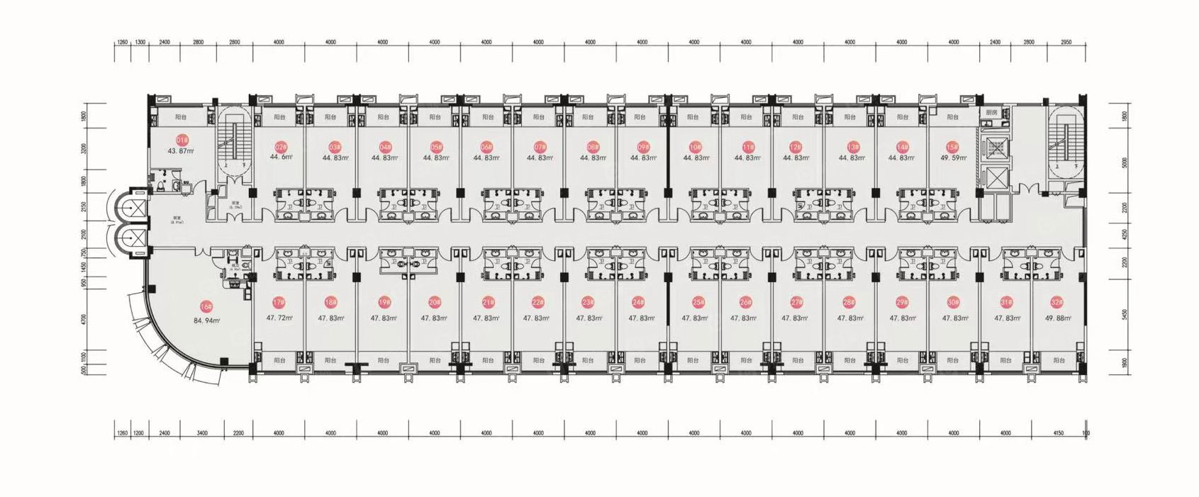 16-17层户型平面图