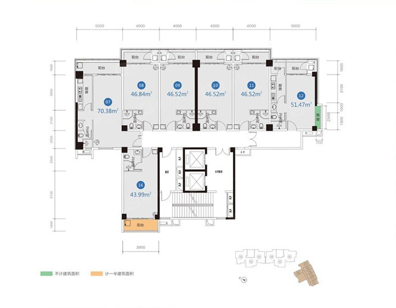 C单元19-30层户型平面图